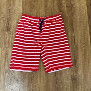 Mini Boden Red Striped Terry Cloth Pockets Drawstring Shorts